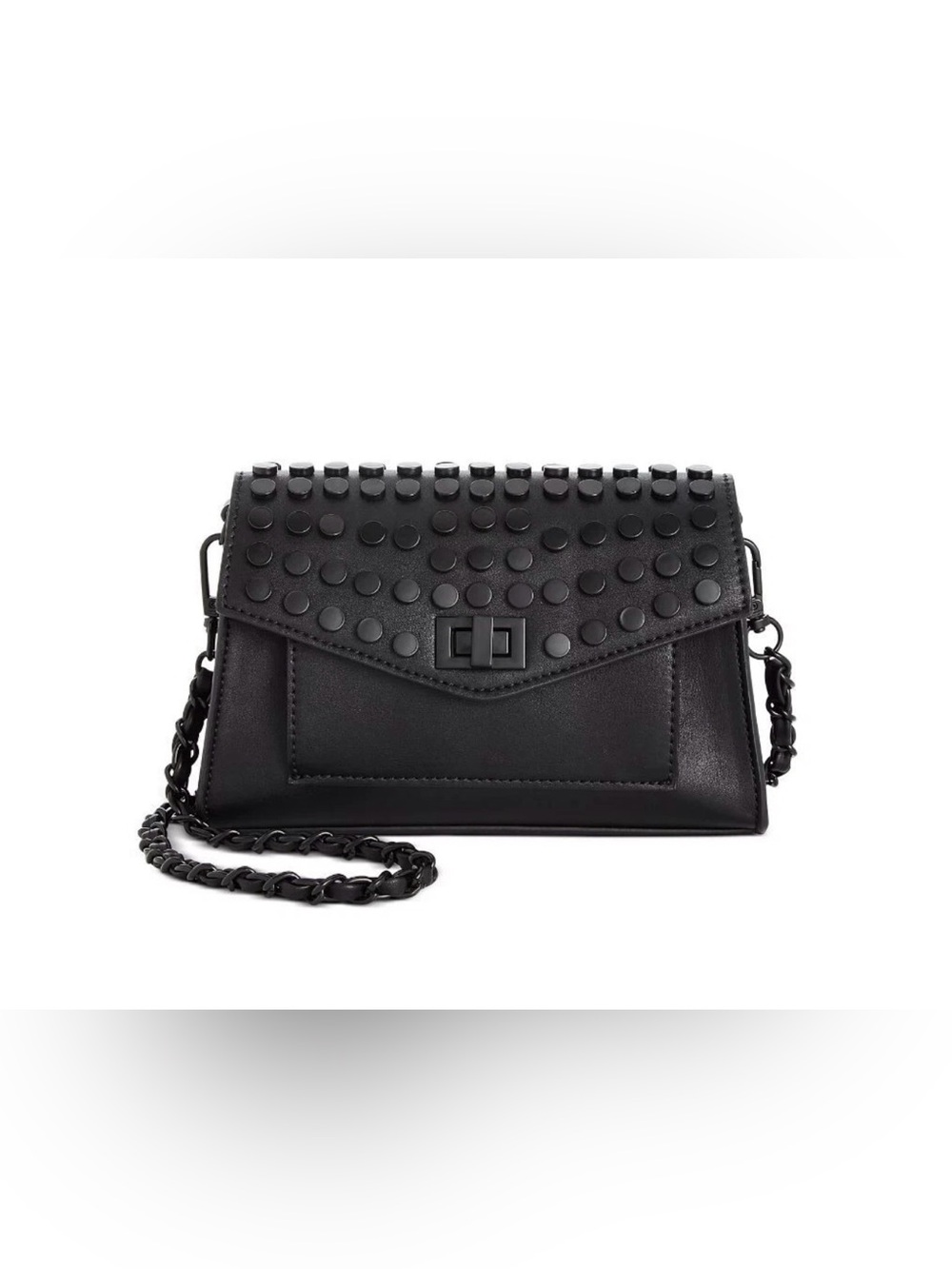 Steve Madden Black Studded Envelope Crossbody Bag with Chain Strap